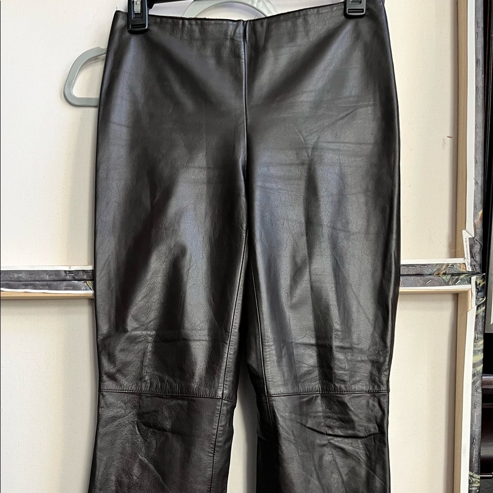 Kenneth Cole Womens Deep Brown Soft Leather Pant